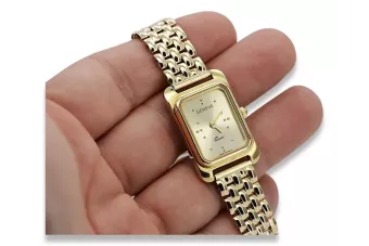 Χρυσό γυναικείο ρολόι με βραχιόλι 14k Geneve lw003ydg&lbw004y