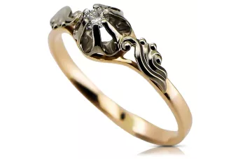 Rose 14k Gold 585 Diamant Ring vrd303 Russischer sowjetischer Vintage-Stil