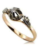 Złoty pierścionek z różowego złota z brylantem vrd303 Rosyjski styl Vintage