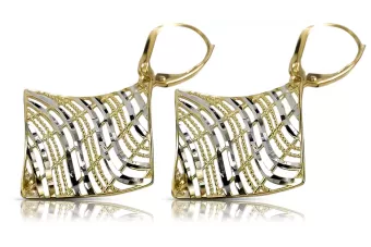 Italian yellow 14k 585 gold diamond cut earrings cen001y