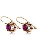 Vintage silver rose gold plated 925 ruby earrings vec092rp Russian Soviet style