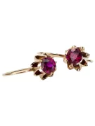 Vintage argent rose or plaqué 925 rubis boucles d'oreilles vec092rp russe style soviétique