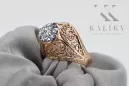 Złoty pierścionek z czerwonego różowego 14k złota 585 z Cyrkonią vrc026 Vintage