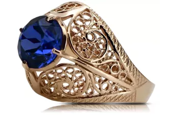 Rose 14k oro rosa 585 anillo de zafiro vrc026 Vintage