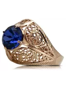 Złoty pierścionek z czerwonego różowego 14k złota 585 z szafirem vrc026 Vintage