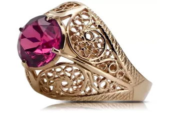 копие на Роза 14k розово злато 585 рубин пръстен vrc130 Vintage