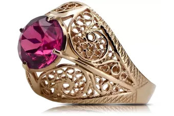 Rose rose 14k or 585 Ruby Ring Vintage vrc026