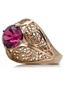 Rosa rosa 14k Oro 585 Ruby Ring Vintage vrc026