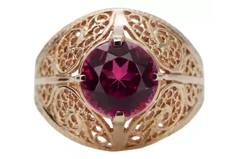 Rožinė rožinė 14K aukso 585 Rubino žiedas Vintage vrc026