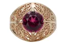 Rosa rosa 14k Oro 585 Ruby Ring Vintage vrc026