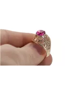 Rosa rosa 14k Oro 585 Ruby Ring Vintage vrc026