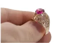 Rosa rosa 14k Oro 585 Ruby Ring Vintage vrc026