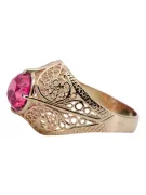 Rosa rosa 14k Oro 585 Ruby Ring Vintage vrc026