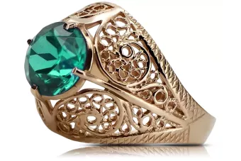 copy of Rose 14k pink gold 585 emerald ring vrc130 Vintage