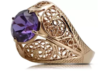 Russian Russian Rose 14k 585 Zlato Alexandrite Rubin Emerald Safira Zircon Ring Vrc189