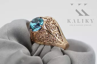 Δαχτυλίδι από κόκκινο ροζ χρυσό 14k 585 με γαλαζοπράσινο γαλαζοπράσινο vrc026 Vintage