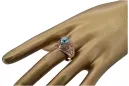 Złoty pierścionek z czerwonego różowego 14k złota 585 z Akwamarynem vrc026 Vintage