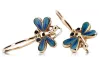 Rose pink 14k 585 gold dragonfly earrings ven153