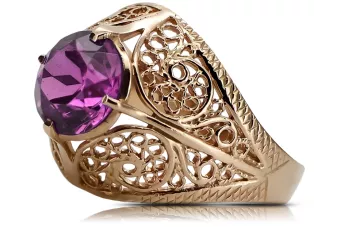 Silver 925 Rose Gold Plated Amethyst Ring vrc026rp Vintage