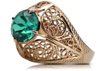Silver 925 Rose Gold Plated Emerald Ring vrc026rp Vintage