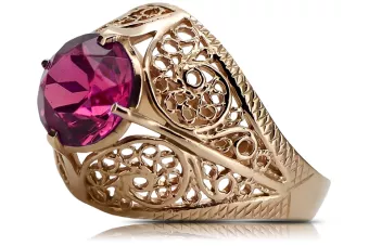Silver 925 Rose Gold Plated Ruby Ring vrc026rp Vintage
