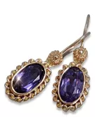 Ruso soviético rosa rosa 14k 585 pendientes de oro vec109 alejandrita rubí esmeralda zafiro ...