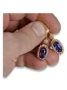 Vintage rose pink 14k 585 gold earrings vec109 alexandrite ruby emerald sapphire ...