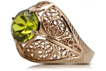 Silver 925 Rose Gold Plated Peridot Ring vrc026rp Vintage