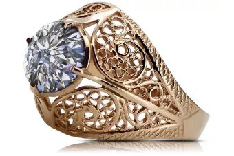 Сребърно 925 Розово злато покрито с кубичен цирконов пръстен