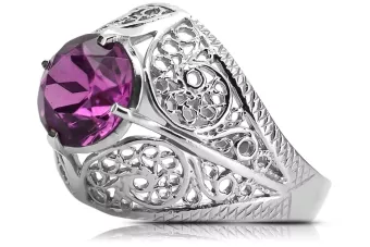 Strieborný Russian 925 Ring s Amethystem VRC026s Vintage