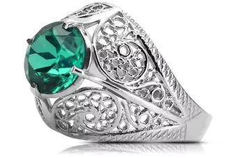 Silver 925 Emerald ring vrc026s Vintage