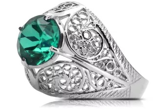 Stříbrný ruský 925 prsten s Emerald Vrc026S vinobraní
