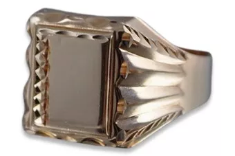 Rosa rusa soviética 14k 585 oro Anillo de sello para hombre csn014