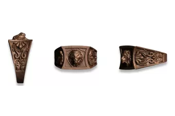 Gelbe weiße Rose Gold Silber Herren Löwe Schildring cgcsn001