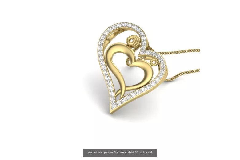 Желто-белое розовое золото, серебро, красивый кулон в форме сердца cgcpc013