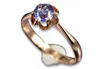 Руски съветски пръстен от розово злато 14K Александрит Рубин Изумруден сапфир Циркон 585 vrc002