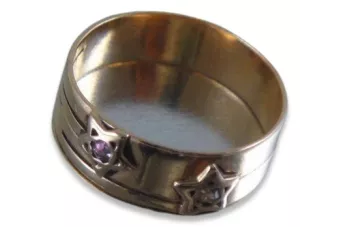 Ruská sovětská růže 14k 585 Zlatý Alexandrite Rubin Emerald Sapphire Ring s zirkonem VRC010