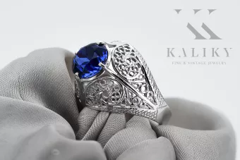 Російська радянська троянда 14k 585 з чорнінням Олексієм Рубі Емеральдом Сапфірським кільцем vrc014