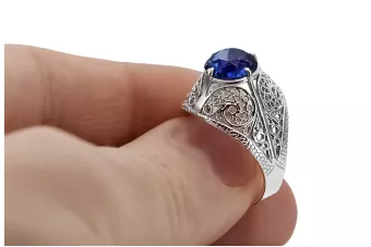 Російська радянська троянда 14k 585 з чорнінням Олексієм Рубі Емеральдом Сапфірським кільцем vrc014