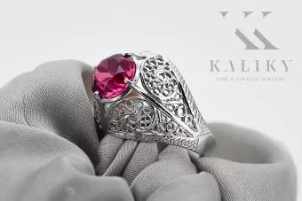 Російська радянська троянда 14k 585 з чорнінням Олексієм Рубі Емеральдом Сапфірським кільцем vrc014