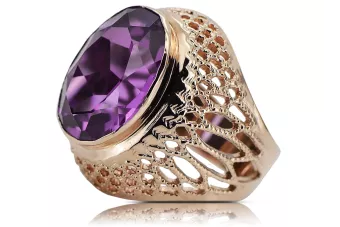 Silver 925 Rose Gold Plated Amethyst Ring vrc089rp Vintage