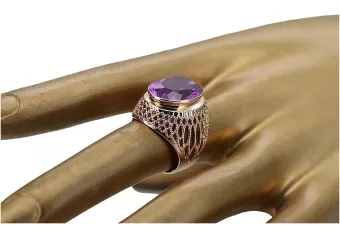 Ruso soviético rosa 14k 585 oro Alexandrite Ruby Esmeralda anillo Zircon vrc084