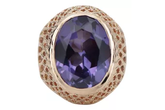 Vintage Silberring 925 mit Alexandrit, Oval 12x16mm, Roségold plattiert