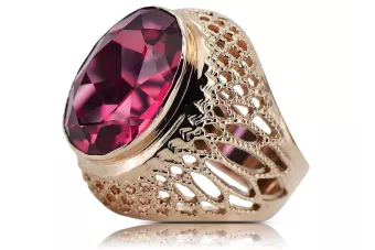 Ruso soviético rosa 14k 585 oro Alexandrite Ruby Esmeralda anillo Zircon vrc084