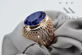Срібло 925 Роза Золота тарілка Sapphire Ring vrc089rp Вінтажний