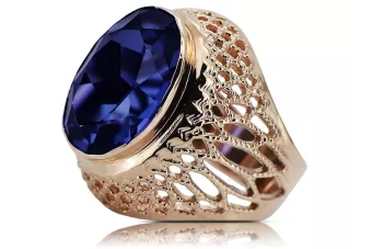 Silver 925 Rose Gold Plated Sapphire Ring vrc089rp Vintage