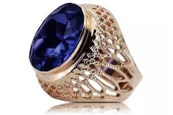 Срібло 925 Роза Золота тарілка Sapphire Ring vrc089rp Вінтажний