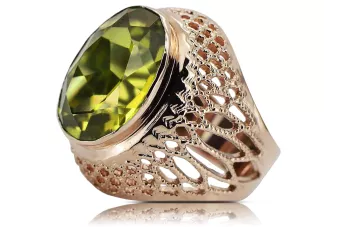 Plata 925 rosa oro chapado peridot anillo vrc089rp Vintage