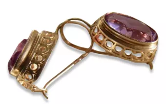 Vintage náušnice s 14k 585 Pink Gold Vec010 Alexandrite Rubin Emaragd Sapphire ...