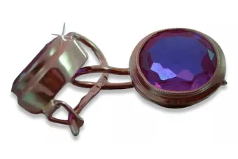 Vintage náušnice s 14k 585 růžové zlato VEC054 Alexandrite Rubin Emaragd Sapphire.